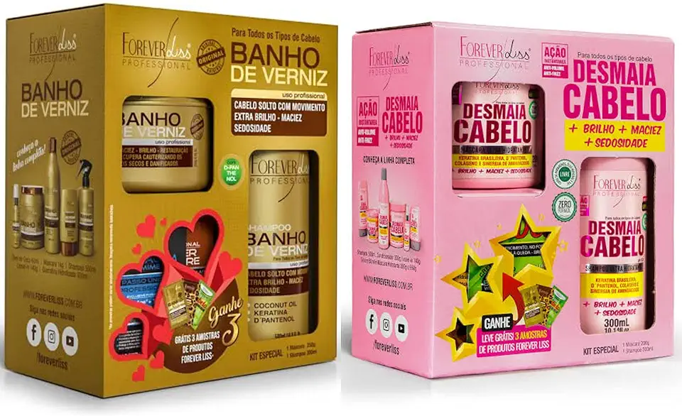 Kit Desmaia Cabelo Banho de Verniz Hidratação FOREVER LISS