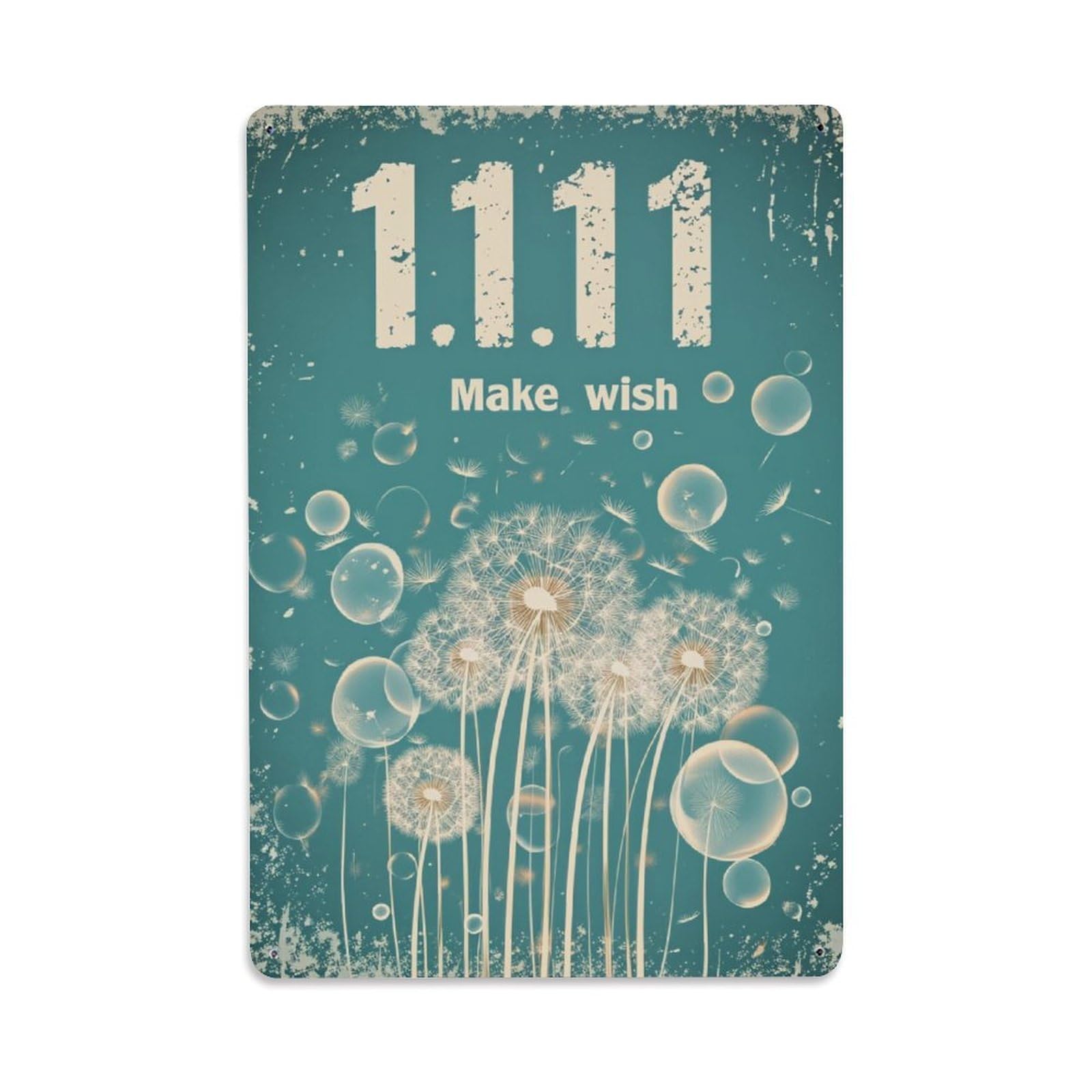 Jdyaojiesheng Vintage Dandelion Bubbles Wish Numbers Pattern Tin Sign Retro Metal Wall Decor Metal Poster, Home Bar Garage Farmhouse Cafe Wall Art Decoration 8X12inches