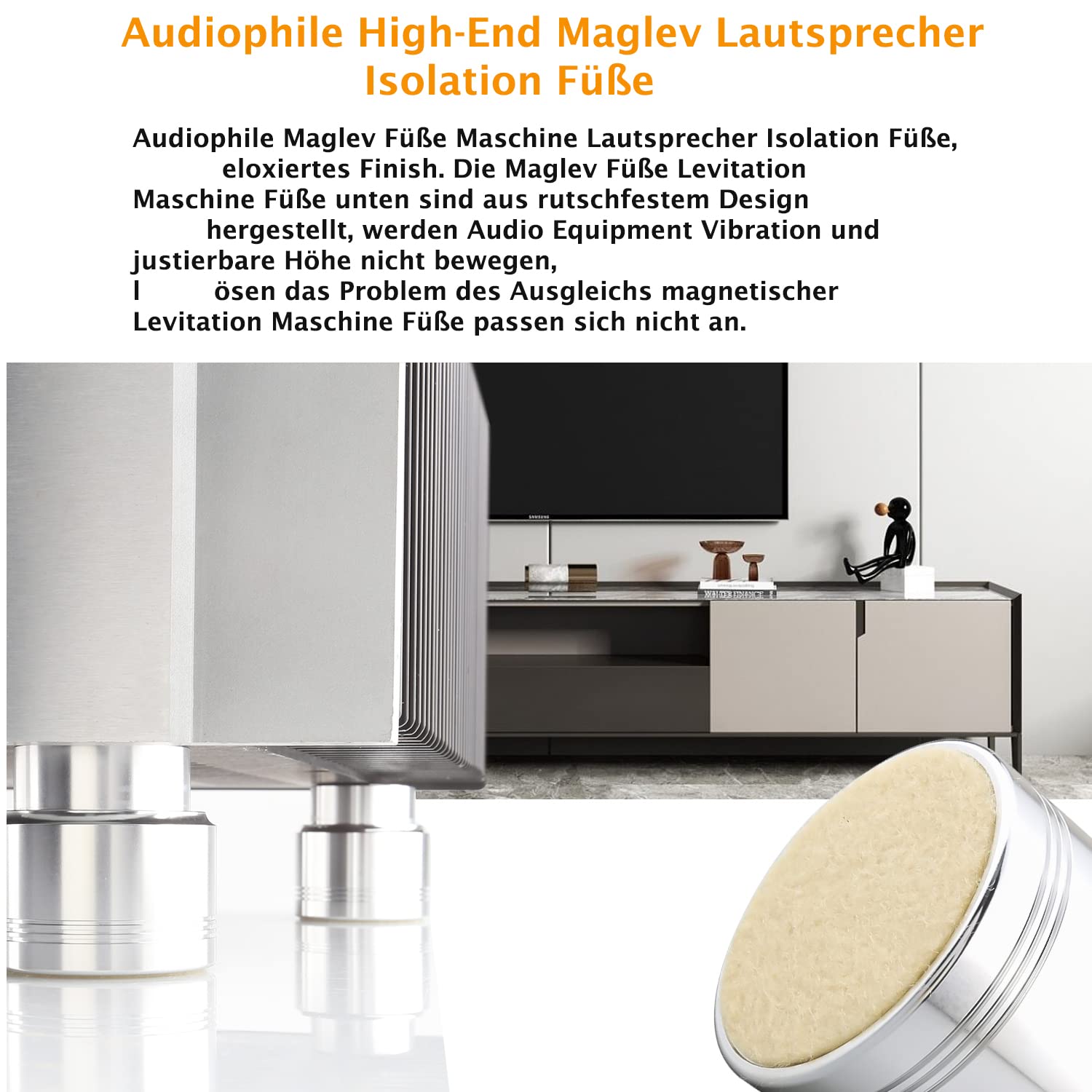 4 altavoces de aluminio con aislamiento de pies HiFi Audio amortiguador pie Maglev pies altavoz soporte (5350)