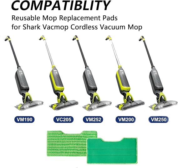 10 x Pack Steam Mop Replacement Pads, Reusable Mop Pads All-in-One Sanitizing Mop Pads Washable Pad for Shark Vac Mop VM252 VM251 VM200 VC205 VM250 VM200 VM200C VM190 VM250 Series(Green)