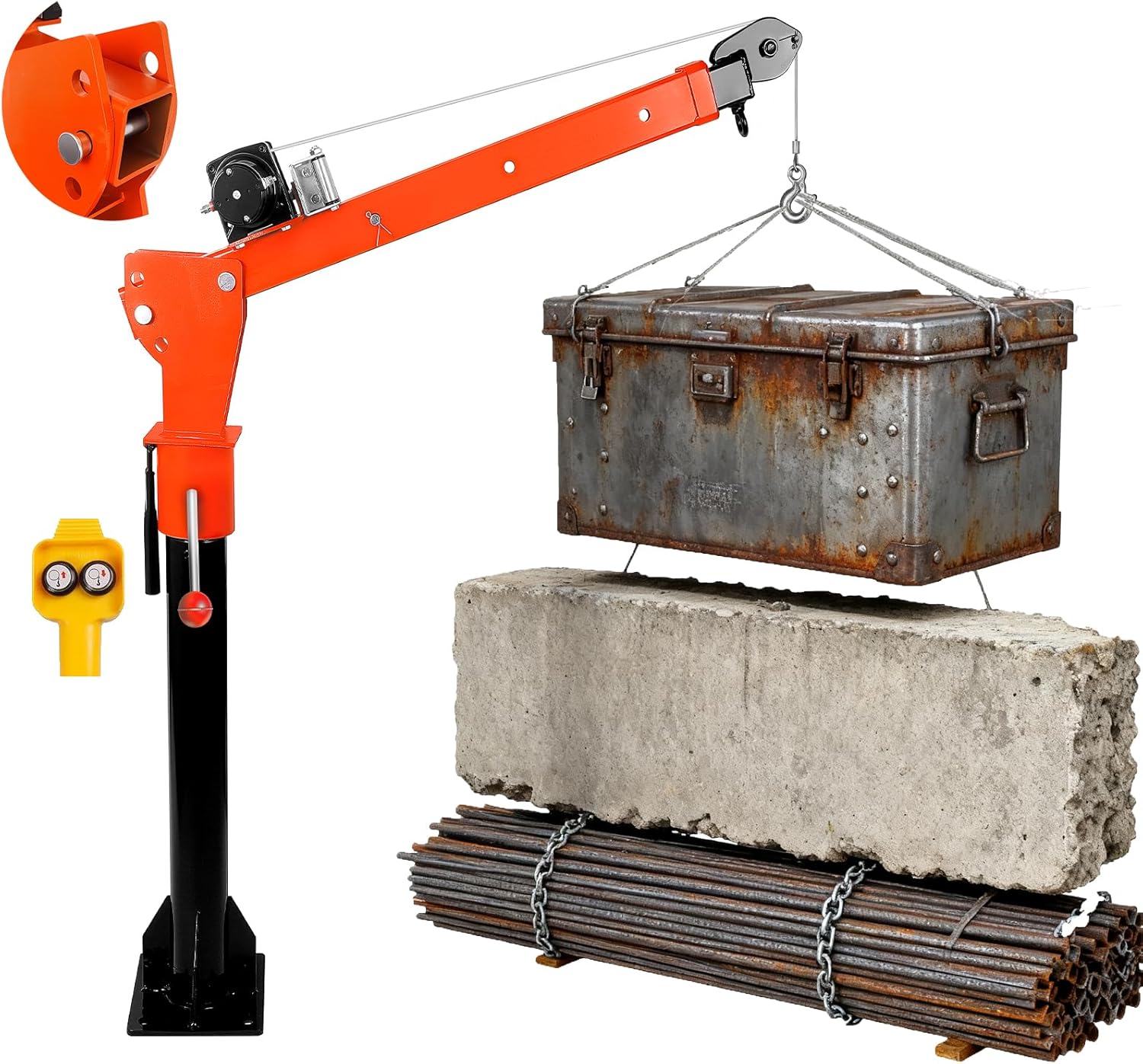 Electric Truck Crane,6000 Lbs Capacity, Truck-Mounted Bed Crane with Electric Winch 10000 lbs 12V, 360° Adjustable Boom for Lifting Goods in Workshop Loading Construction, Factory