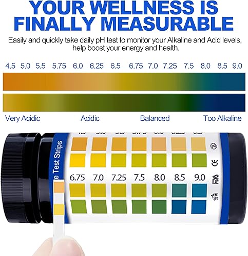 Miniatura 4 de Tiras de prueba de pH para orina y saliva, tiras de prueba de pH en orina de 200 unidades para humanos, rastrea y monitorea de forma rápida y