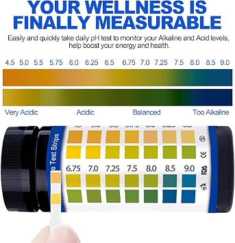 PH Test Strips for Urine & Saliva - 200ct Urine PH Test Strips for Humans, Fast & Accurately Track & Monitor Your pH Level (4.5-9.0ppm) in Seconds, Quick & Easy to Test Alkaline & Acid Levels in Body