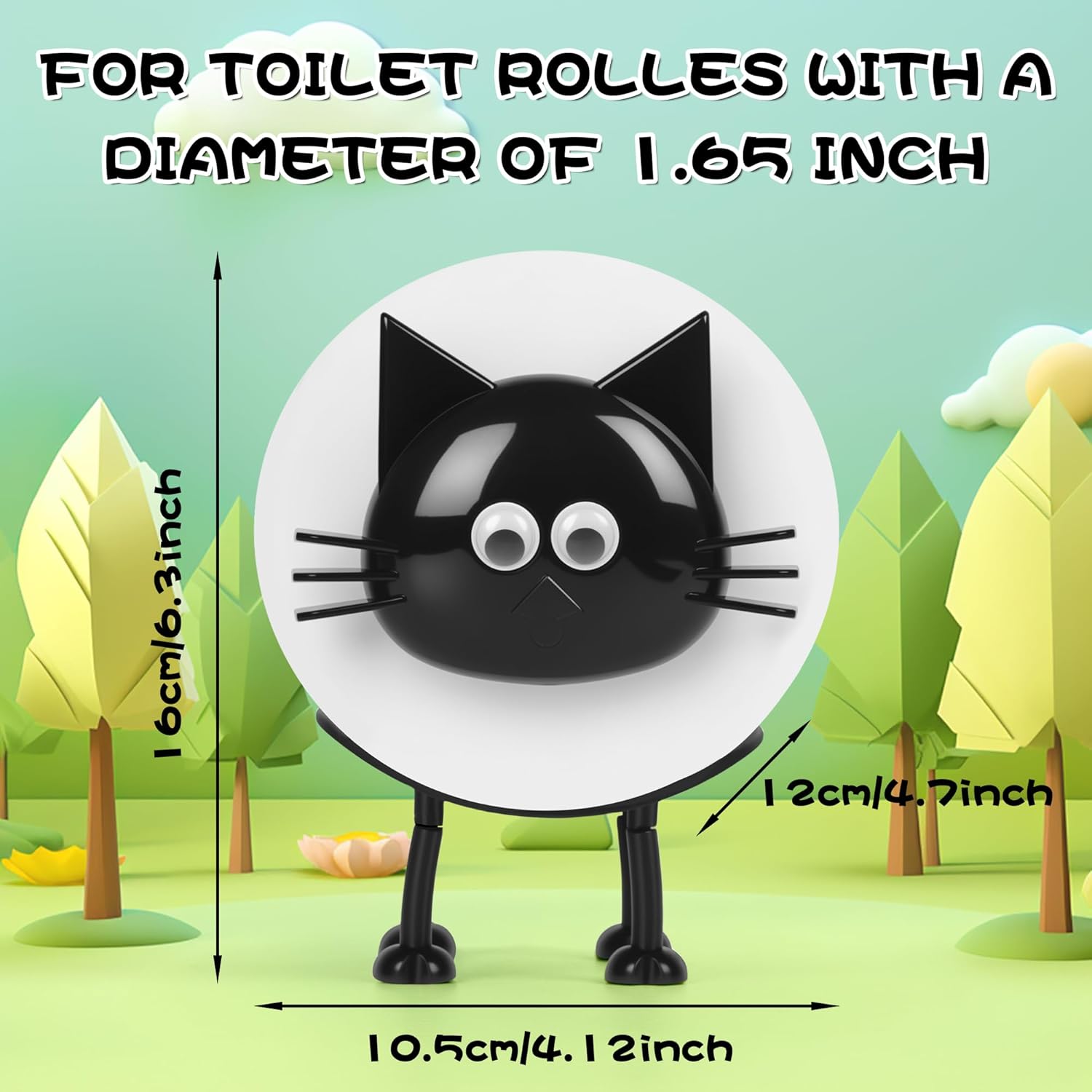 3 Pack Cat Paper Towel Holder, Decorative Bathroom Decor Wall Art and Accessories Sets for Farmhouse Modern Restroom, Unique Home Decorations, Cute Funny Toilet Roll Tissue Storage Free Standing