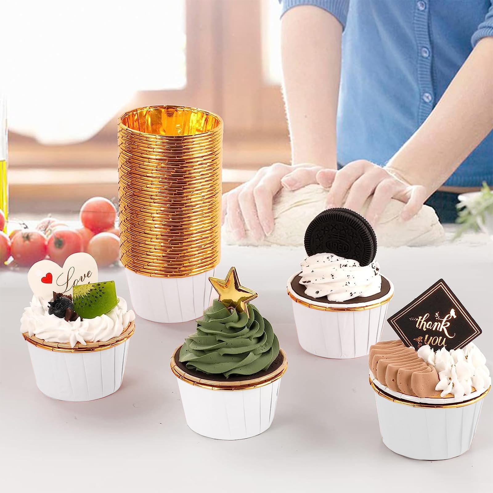 105 Pirottini Muffin Carta Alluminio - Stampi Mini Cupcake Bianchi Per Dolci - Foto 1