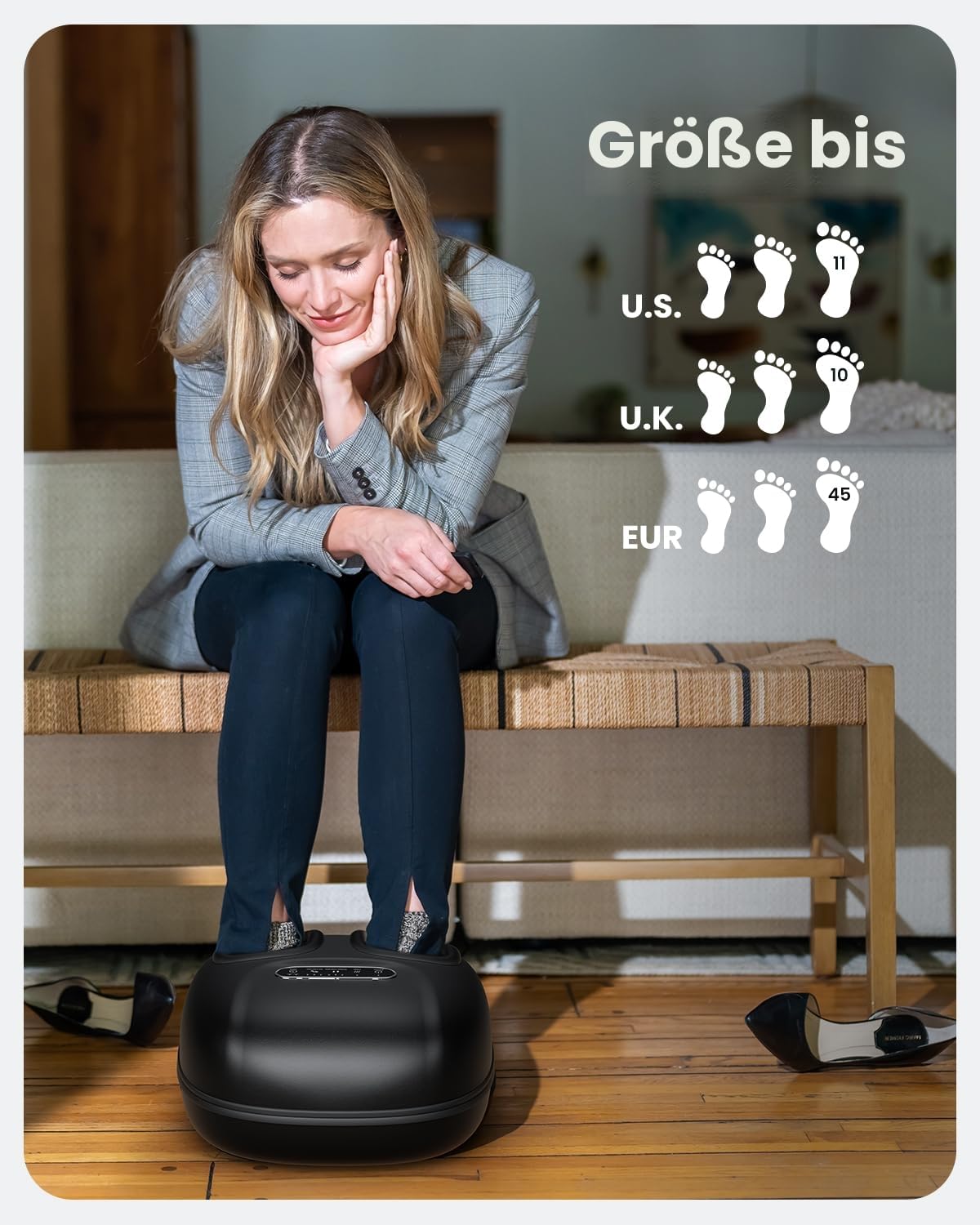 RENPHO Tragbares Fußmassagegerät mit Wärme, Shiatsu Fussmassagegerät | Shiatsu Kneten, Rollen und Luftkompression für zu Hause, im Büro oder nach der Arbeit, Geschenke für Frauen Männer, Schwarz