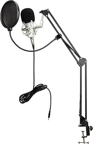 CO-Z BM800 Kondensator Mikrofon Condenser Microphone Set Rundfunk Studio Podcast Aufnahme mit Popschutz verstellbarem Mikrofonhalter Shock Mount fA r Laptop Computer