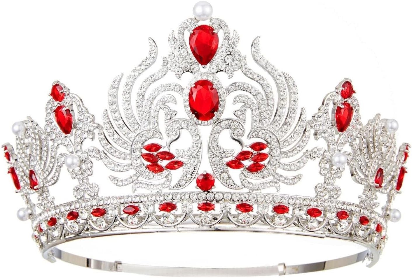 Crystal Bridal Tiara for Women - Yellow Rhinestone Queen Crown Pageant Diadem Wedding Hair Jewelry Accessories(Khaki)