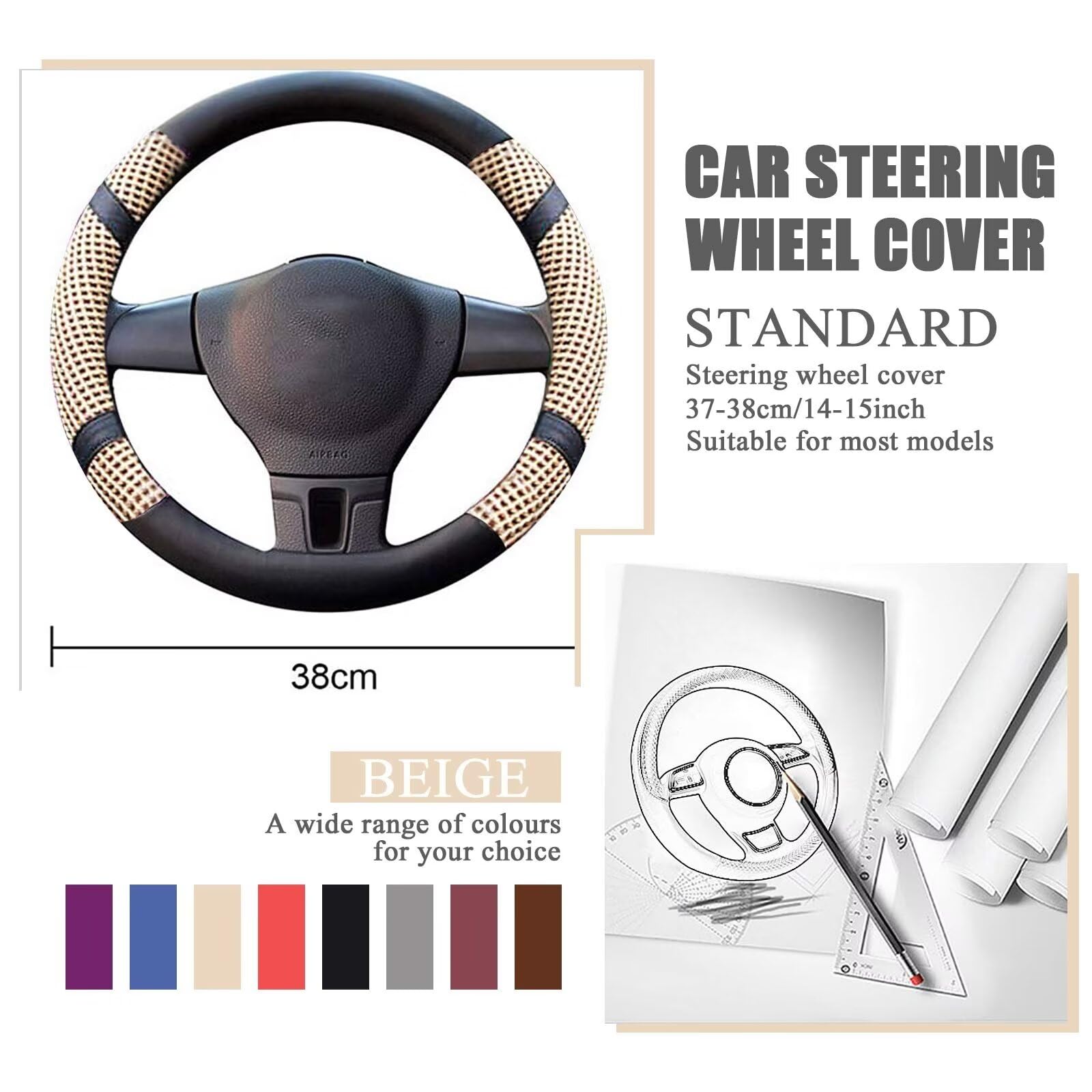 Housse Volant Voiture Pahajim - Microfibre Cuir Souple Antidérapante - Universelle 38cm - Confortable Et Respirante