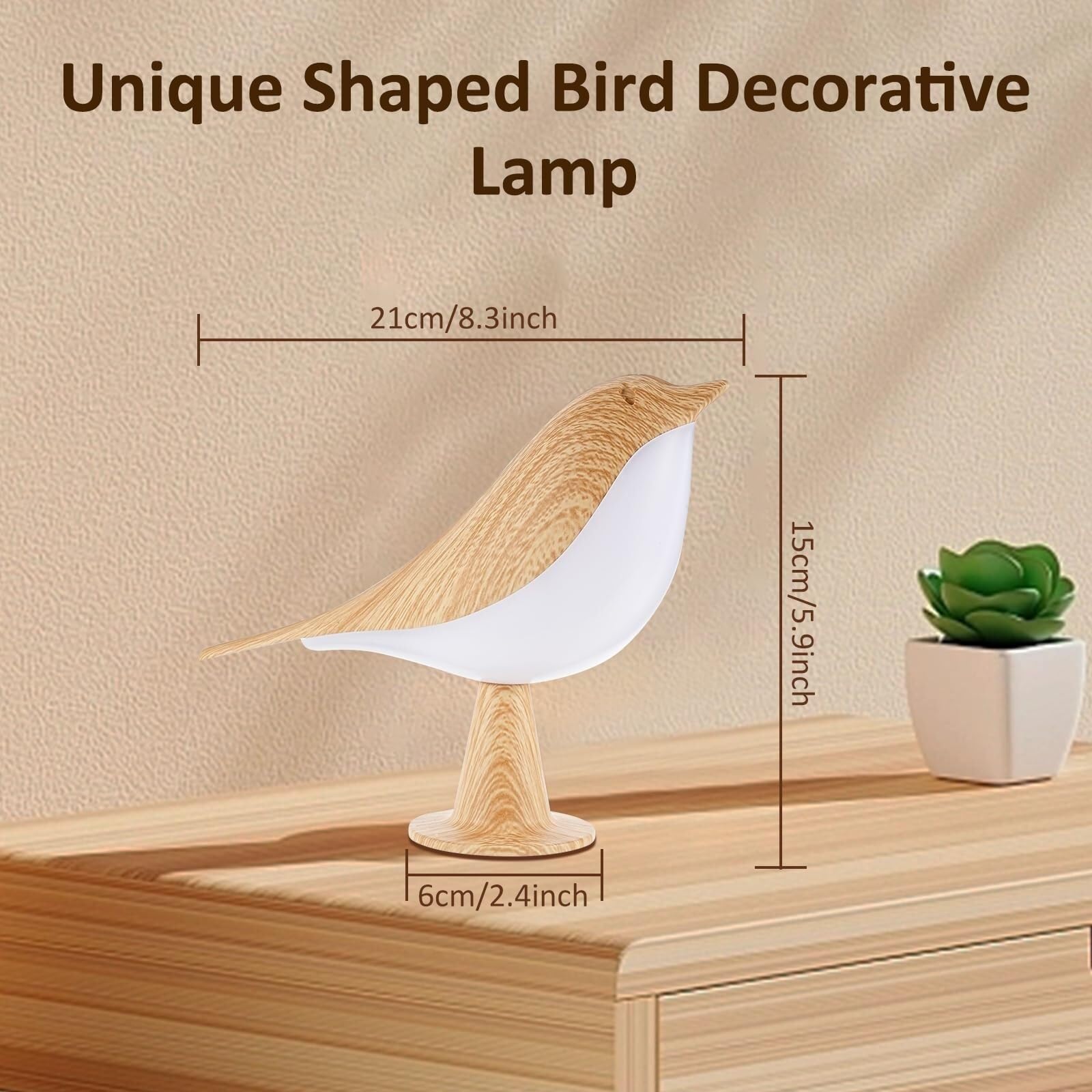 Lampara Escritorio para Oficina Lámpara De Mesa LED con Forma Pájaro Y Regulador Táctil, Creativa Noche USB Moderno Flexo Escritorio
