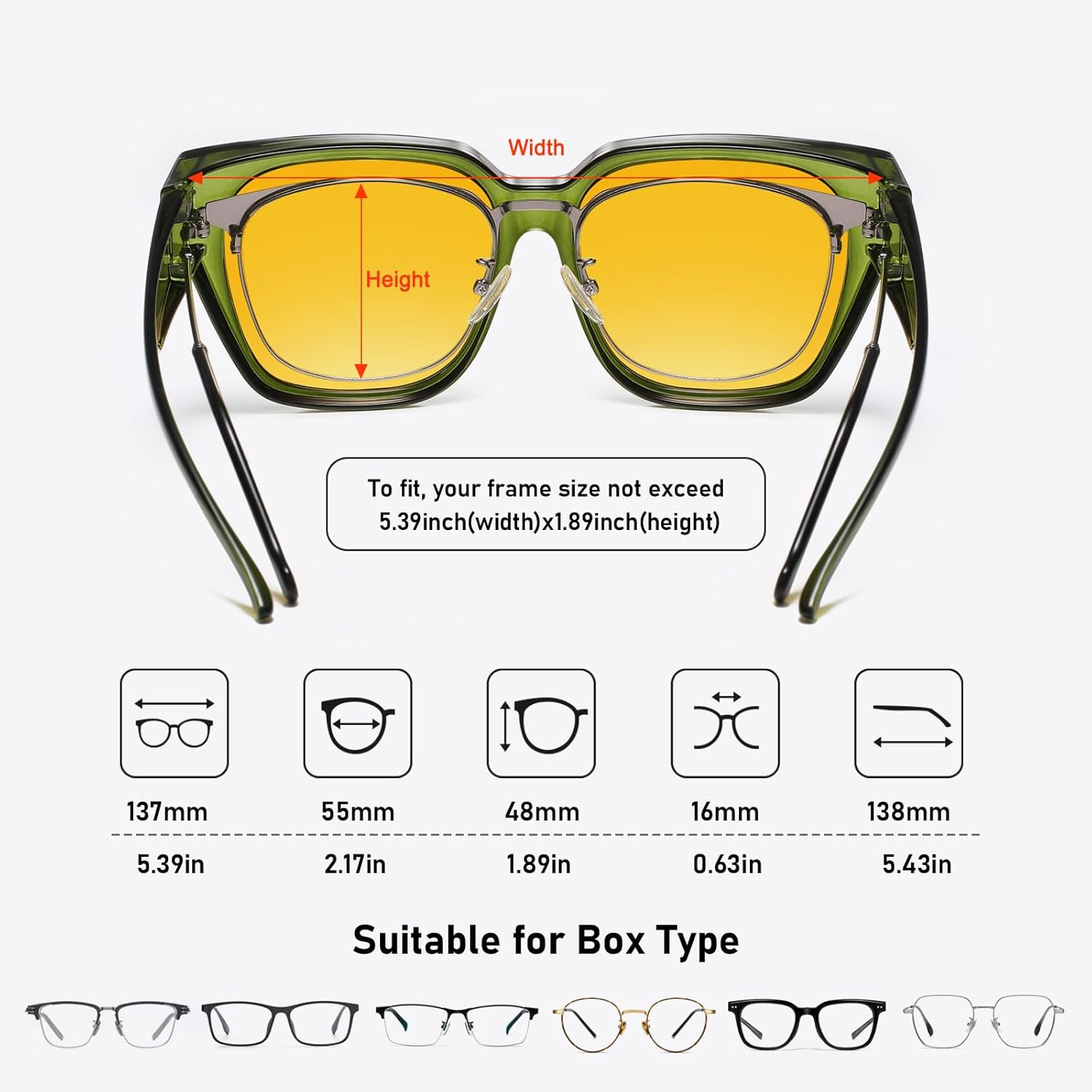 HAOLOTA Night Vision Driving Glasses for Women Fit over Eyeglasses Anti Glare Polarized Nighttime Sunglasses Yellow Lens - Image 3