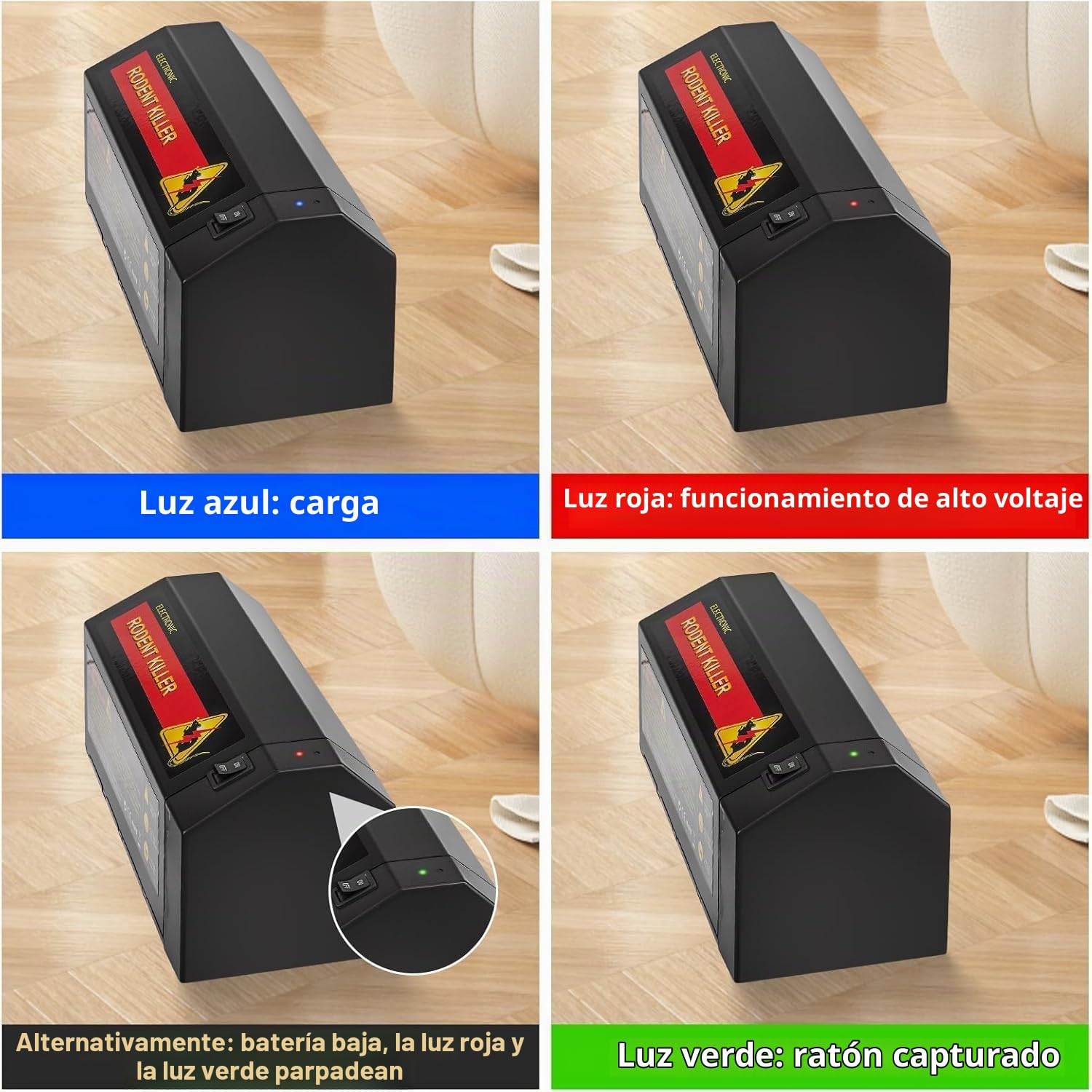 2X Trampa electrónica para Ratas y Ratones,Trampa para casa y jardín,estación de Cebo rápida eléctrica para Ratas,fácil de reutilizar,higiénica, para Ratones Humanos