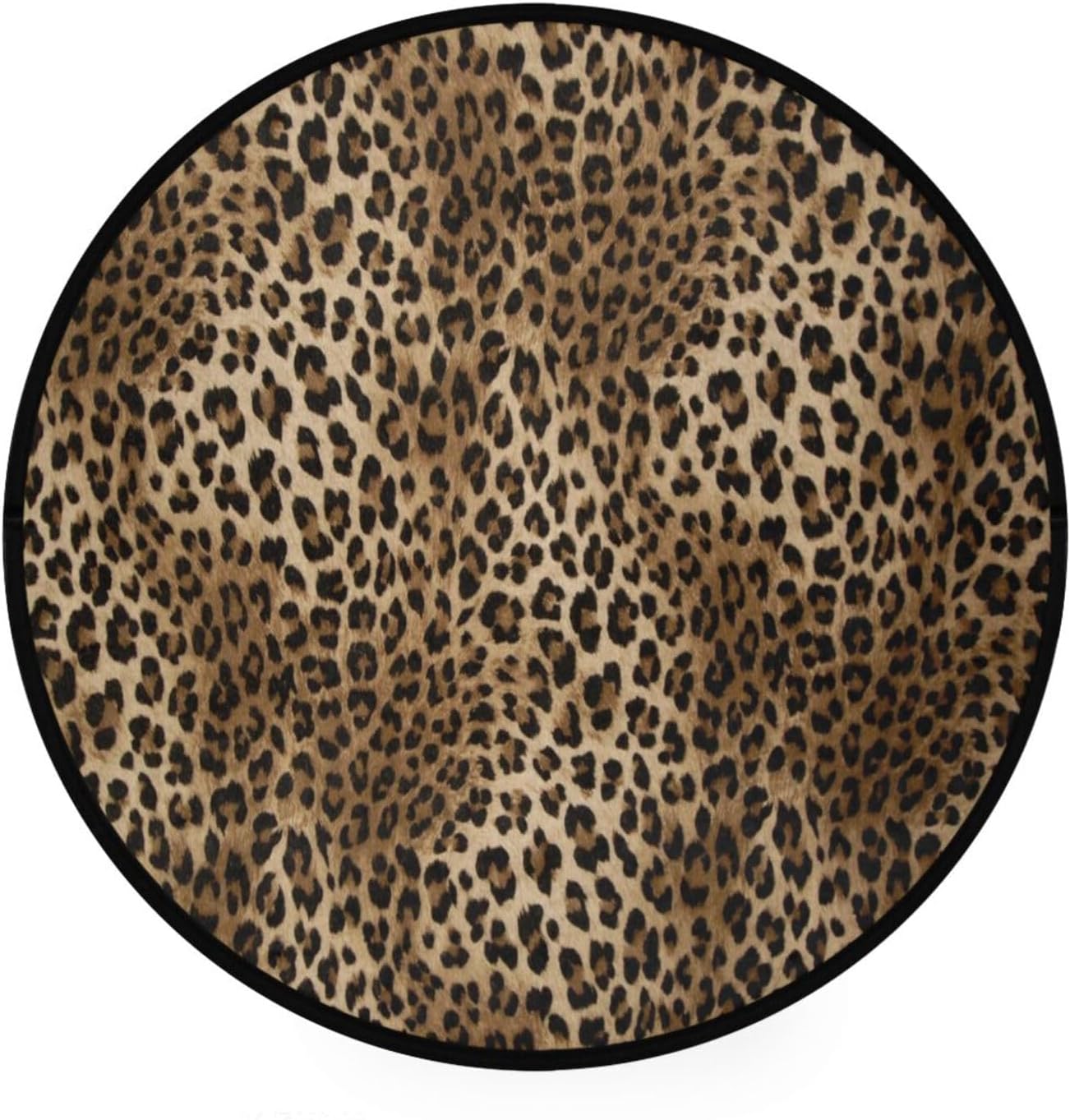 Round Area Rugs 3Ft Leopard Skin Modern Area Rug Non Slip Backing Soft Carpet Kids Play Mat Animal Skin for Entryway Living Room Bedroom Indoor Rugs