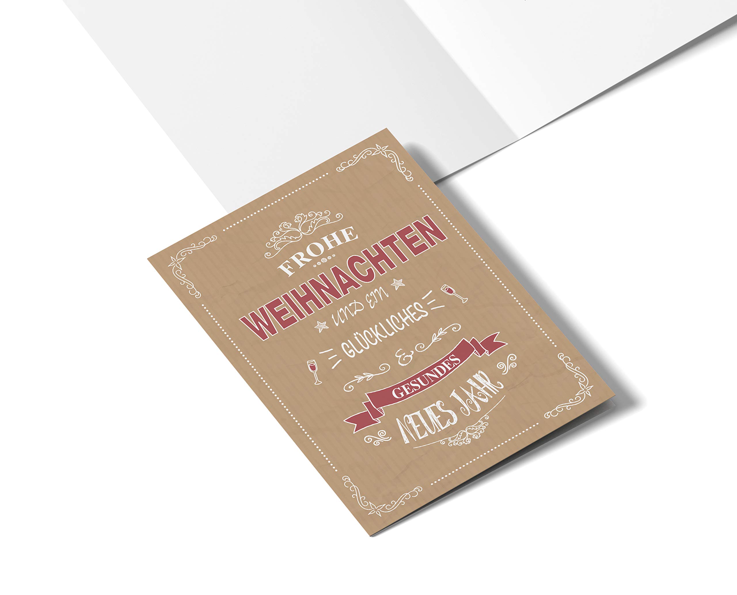Weihnachtskarte Retro Rot(30 Stück) Für Familie, Freunde & geschäftlich | modern Klappkarten