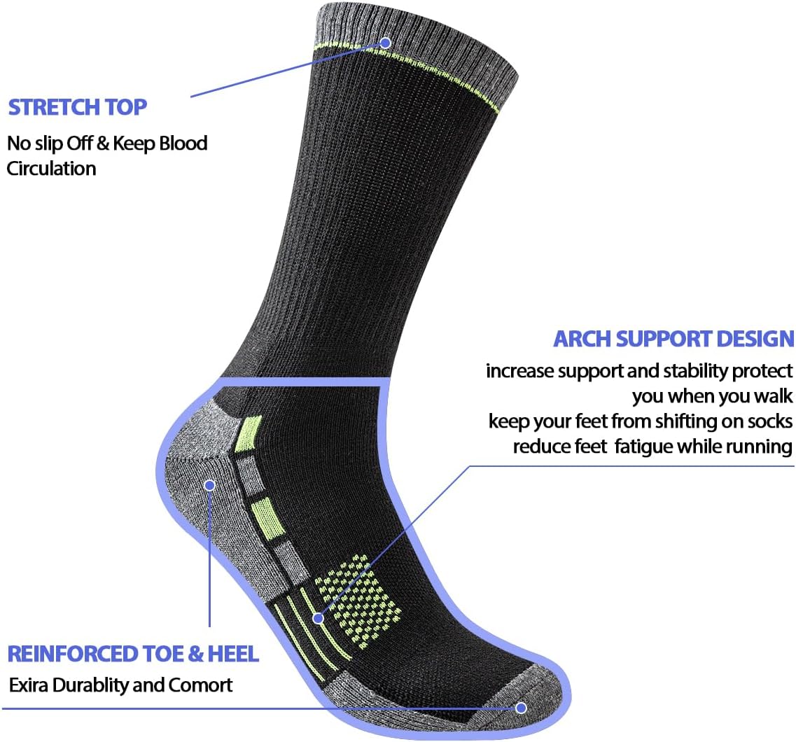 JOYNÉE 8 Pairs Mens Cushioned Crew Athletic Socks, Moisture Wicking Breathable Socks for Sport Running,Black,Sock Size:13-15 - Image 2