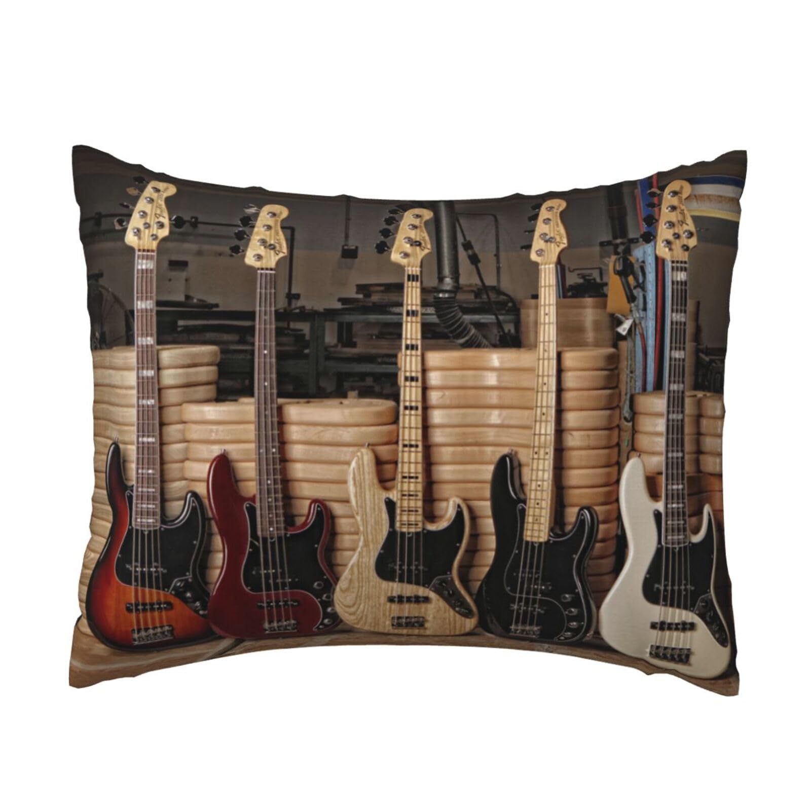 WSHFFILO Guitar Bass Music Musical Instruments printed Pillow Case 20x26in Decorative pillowcase Throw Pillow Cover