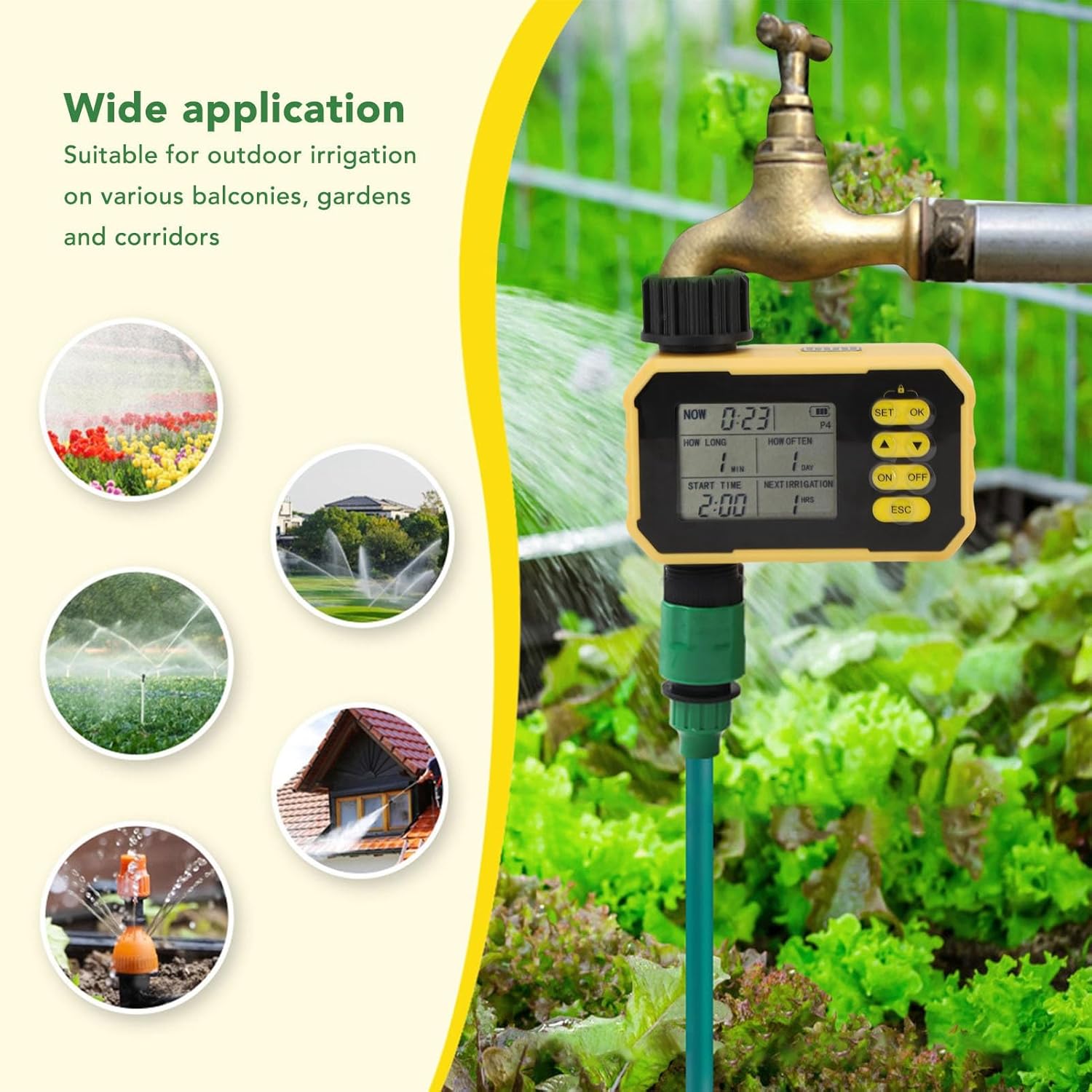 Solar Single Way Valve Sprinkler Timer Automatic Irrigation Watering Timer with Rain Sensor for Garden Courtyard