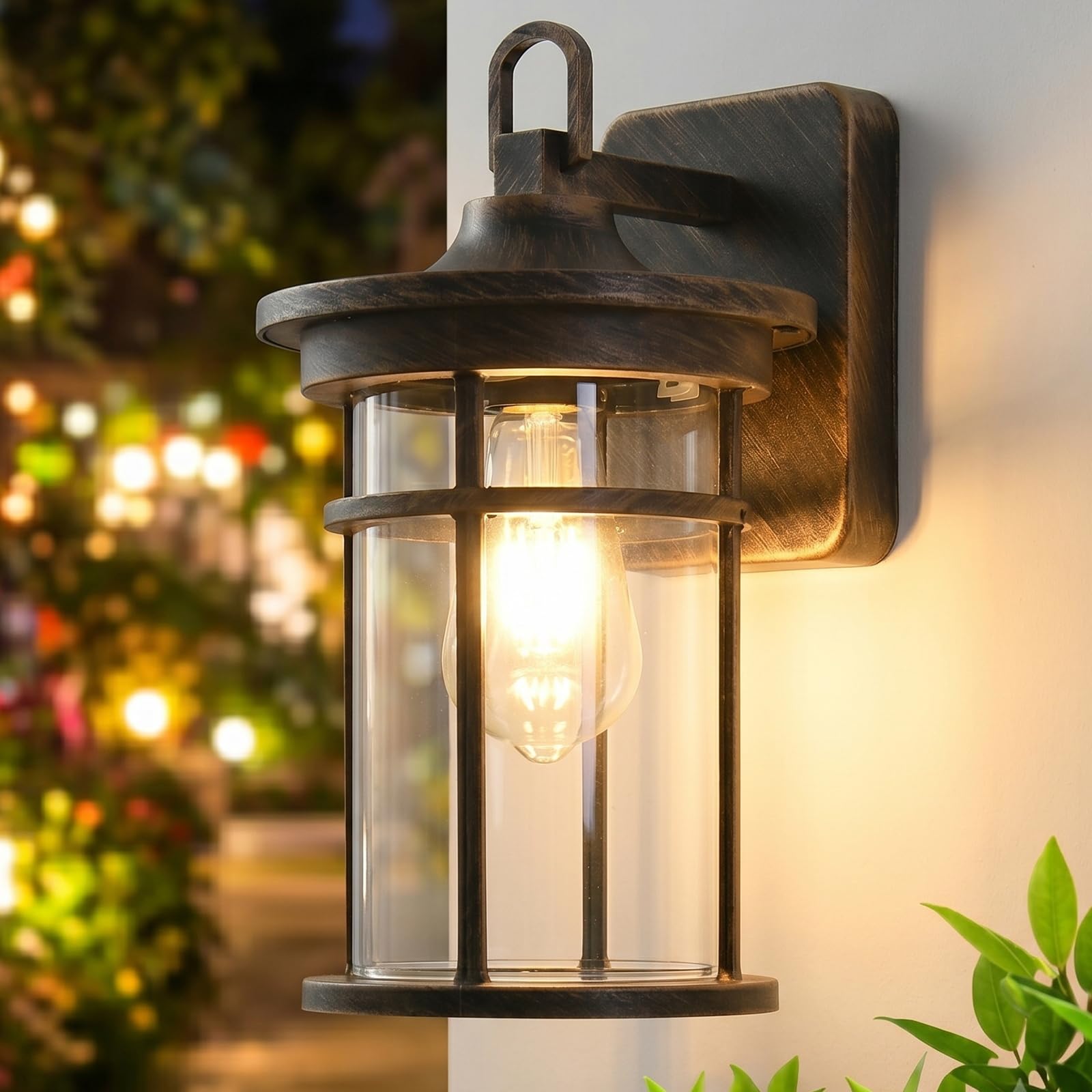 Lampada da parete esterna, lampada esterna vintage con vetro trasparente