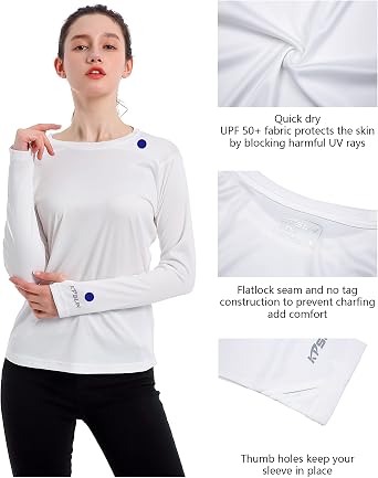 Women's UPF 50+ UV Sun Protection Shirt Outdoor Performance Long Sleeve Rash Guard Shirts for Hiking,Swim,Fishing