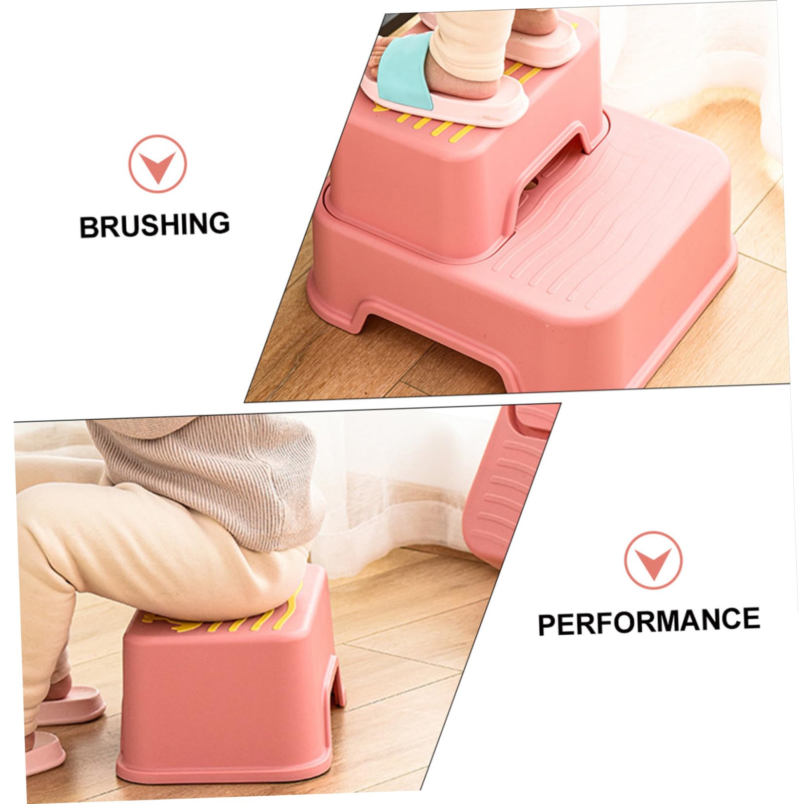 Sgabello Pezzo in Plastica Bambini Pp Antiscivolo Rosa per 1 | Uso Quotidiano e Lavarsi i Denti, Design Multiruolo, Resistente All'usura, per Toddler