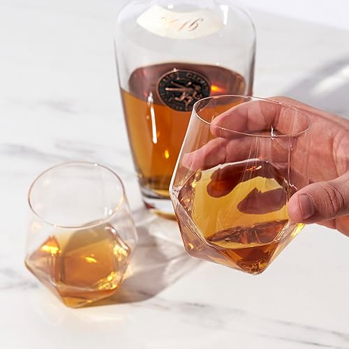 Vista 31 de Viski Juego de 2 vasos facetados Coupé, champán, martini, vino, copas de cóctel de cristal para bar, juego de 2, 7 onzas