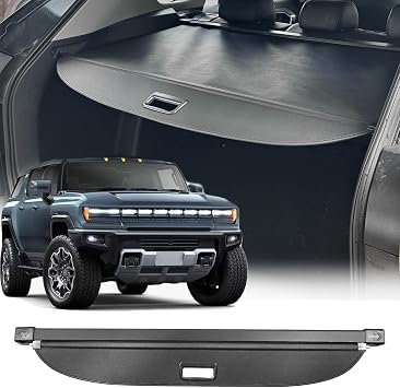 Cargo Cover Fit for GMC Hummer EV Accessories 2025 2024, Leather Retractable Trunk Cover Organizer Security Shielding Shade Tonneau Cover for Hummer EV SUV Accessories