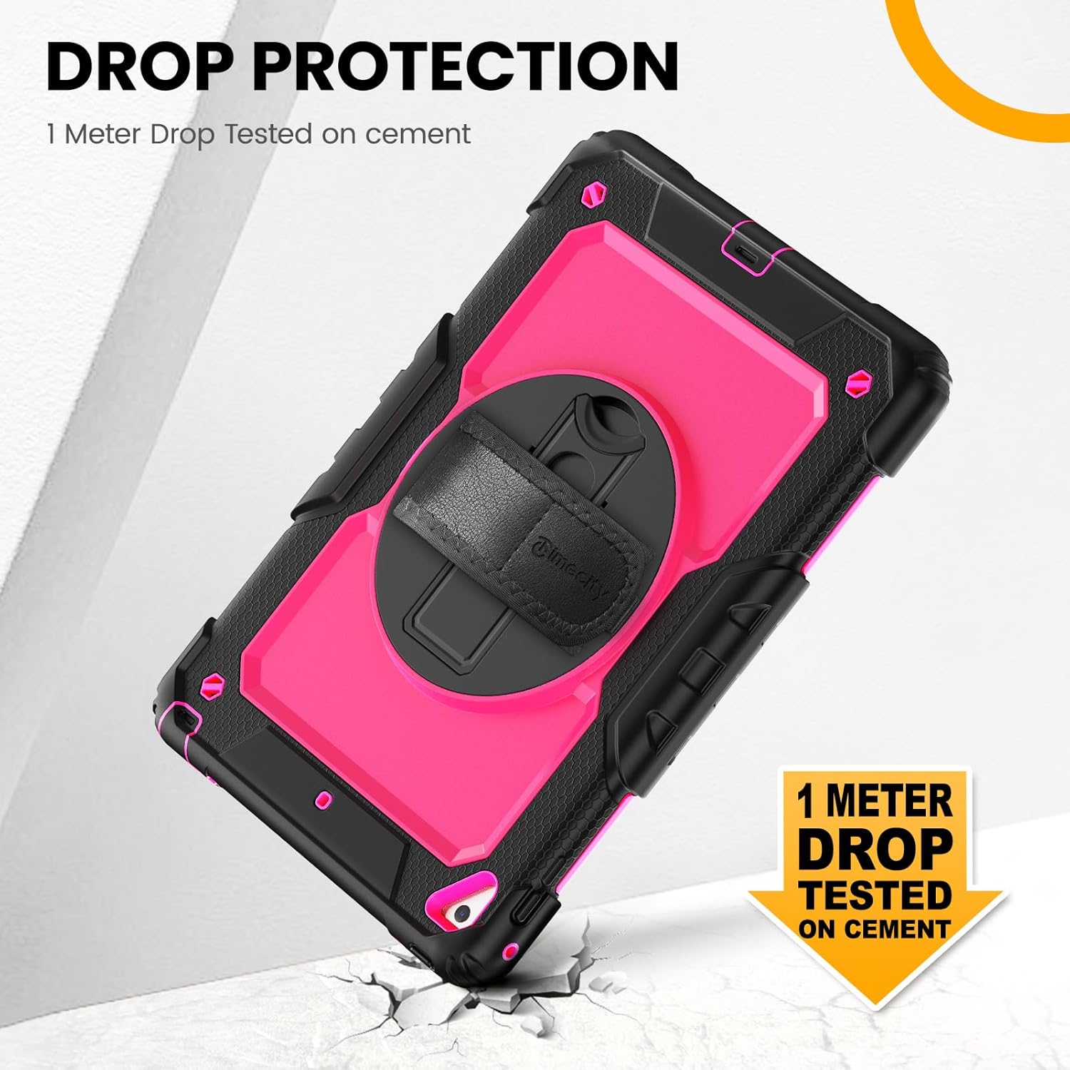 Timecity Case for iPad Air2/ for iPad 6th/5th Generation 2018 2017, for iPad Pro 9.7 Case, with Screen Protector Pencil Holder Rotating Stand/Strap Full-Body Silicone+PC Protective Case- Rose