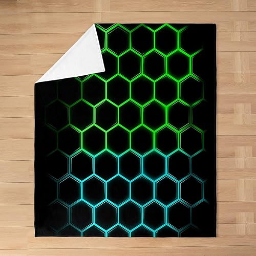 Miniatura 2 de Manta de panal de abeja, manta de cama hexagonal geométrica para niños, adolescentes, niñas, niños, decoración de sala de juegos, manta mullida de