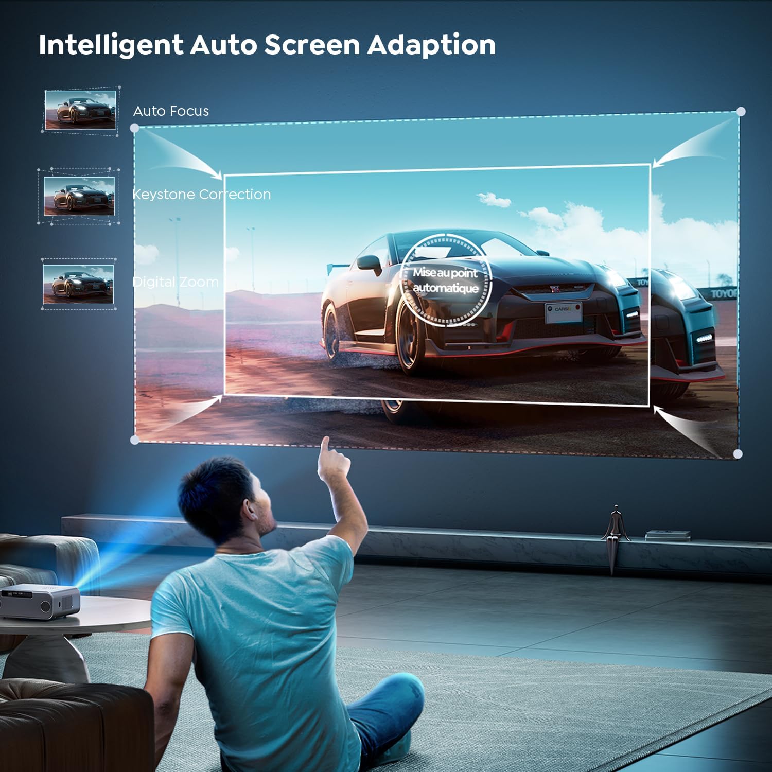 YABER Pro V9 400 ISO Native 1080P Outdoor Movie Projector with WiFi 6 and Bluetooth 5.2, Auto 6D Keystone & 50% Zoom, Home Theater Projector for Phone/TV Stick/PC (Renewed)