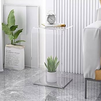 Amazon.com: VLUOO Acrylic C-Shape Side Table, Multipurpose Clear
