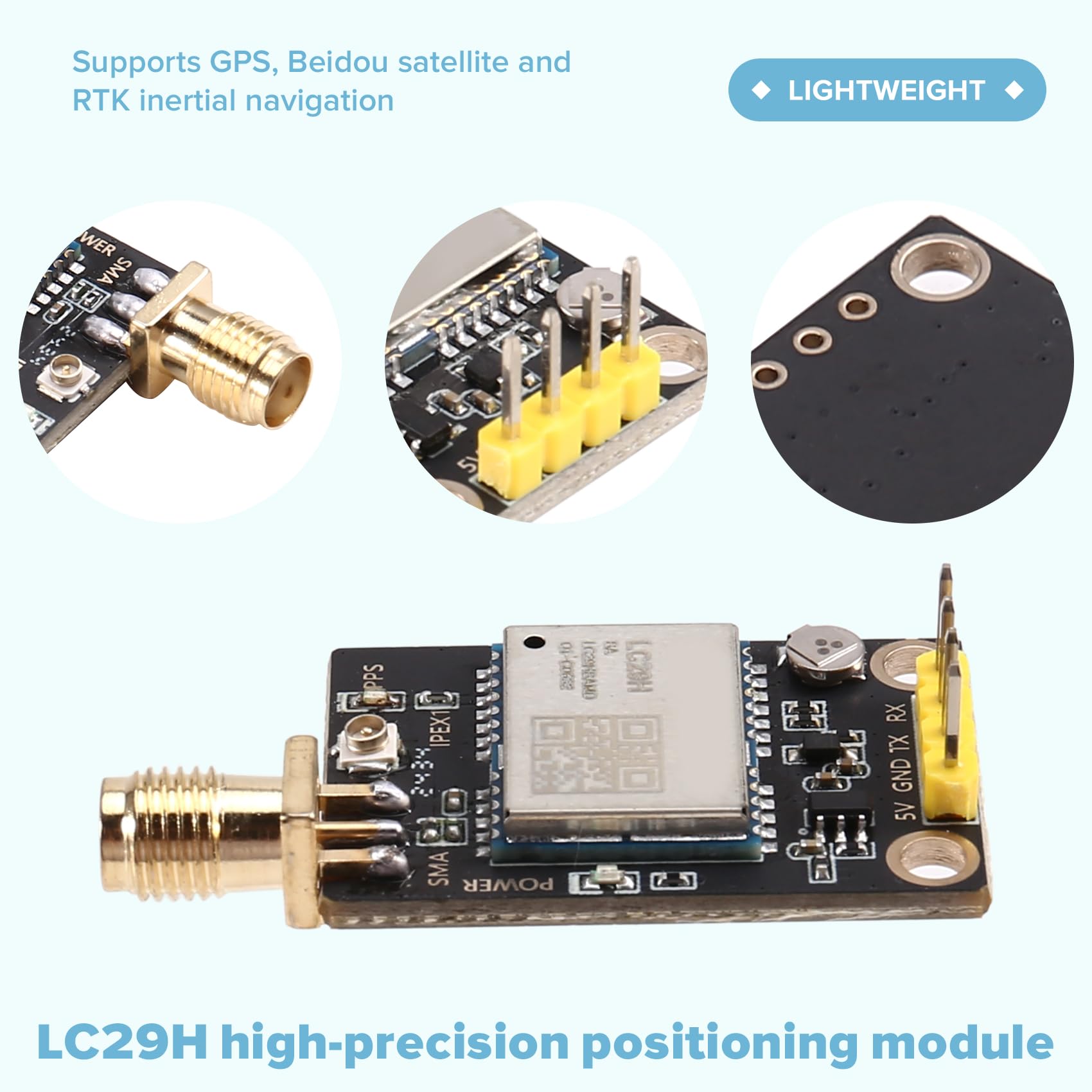 Carte de Station de Base RTK de Haute Précision Quc29h Dual Band L1 L5 GPS High Positioning Module LC29HBA