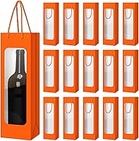 Vista 10 de Tioncy 24 bolsas de regalo de botella de vino individual de Navidad, bolsas de champán para bodas a granel con ventana transparente, cajas