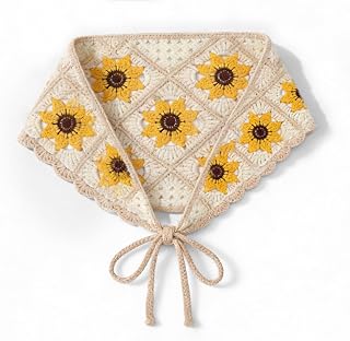 Crochet Triangle Hairband, Sunflower Head Scarf for Girls, Fashion Design Knitted Headband Headscarf for Women, Crochet Hair Bandana Kit