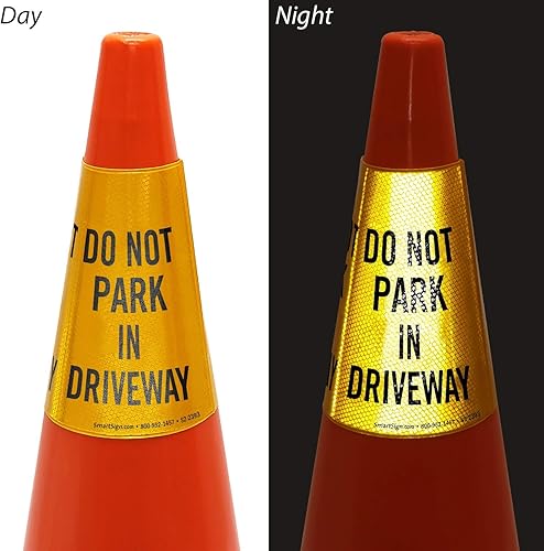 Miniatura 3 de SmartSign Funda reflectante brillante con mensaje "Do Not Park In Driveway", cono no incluido
