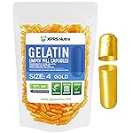 XPRS Nutra Size 4 Empty Capsules - 100 Count Small Empty Gelatin Capsules - Pills DIY Capsule Filling - Fillable Pure Bovine Pill Gel Caps for Do-It-Yourself Supplements (Gold)