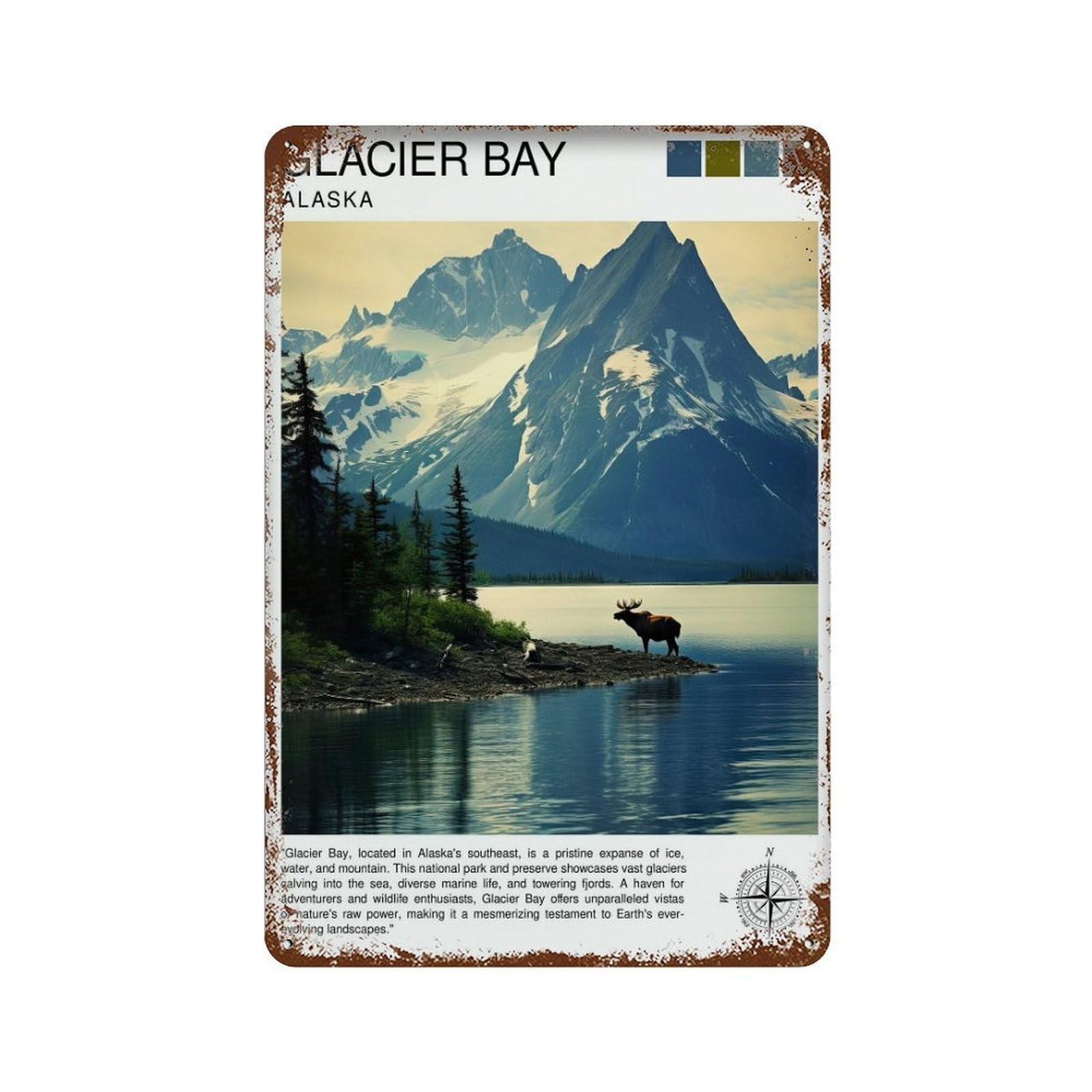 xiaoxiaoshen Glacier Bay Alaska Travel National Park Wall Decor Art Metal Tin Poster Modern Home Decor Art Home Bar Shop Decorations Vintage Sign 30x20cm