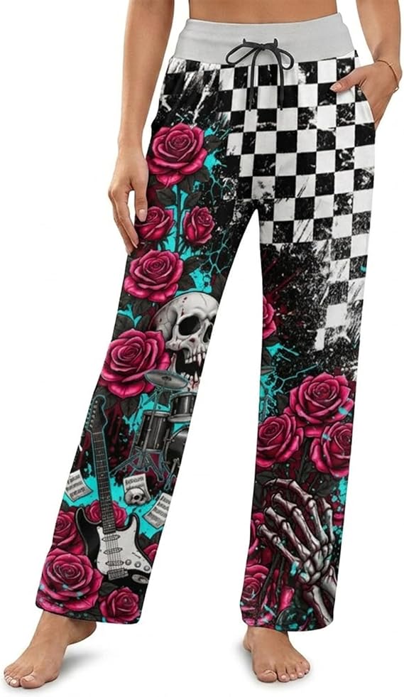 Funny Women's Pajama Pants Soft Casual Pajama Bottoms Comfy Wide Leg Sleep Pants With Pockets Drawstring