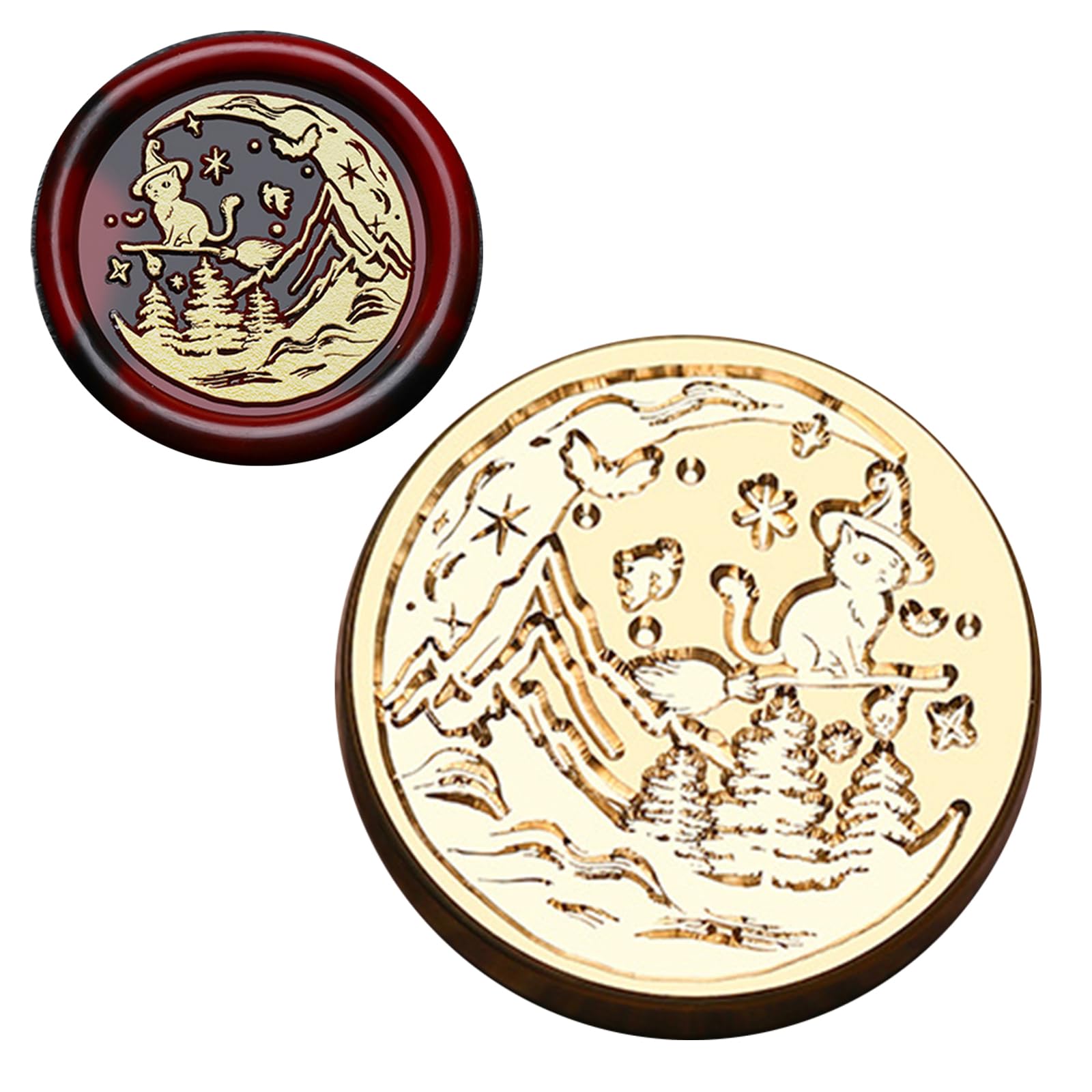 Tsophreniq Brass Head Seal Stamp Halloween Series Sealing Waxed Spiders for Card Invitations Decoration Halloween Series Sealing Witch for Letter Decoration