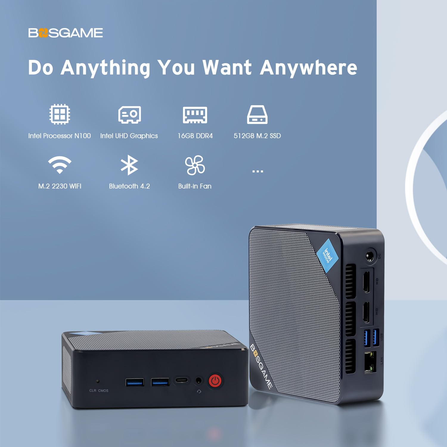 Amazon.com: BOSGAME B100 Mini PC, Inte 12th N100 Processor Desktop