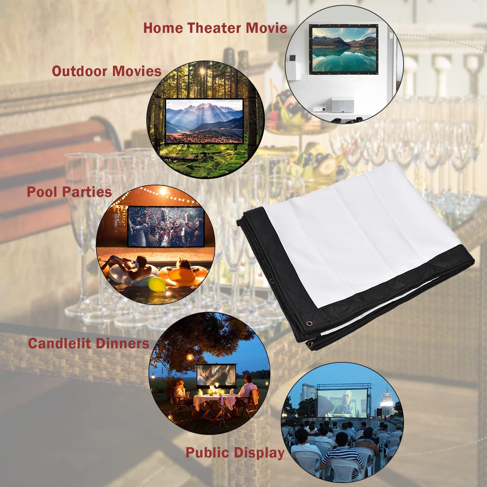 Schermo Di Proiezione Portatile 16:9 Pieghevole - Bianco, Senza Pieghe, Per Home Theater E Esterno, 40-120 Pollici - Foto 5