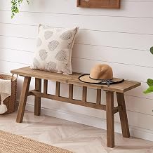 Wnutrees 43" Solid Wood Bench, Farmhouse Rustic Entryway Bench Seat for Dining Room, Hallway, End of Bed, Handcrafted Finish, Natural