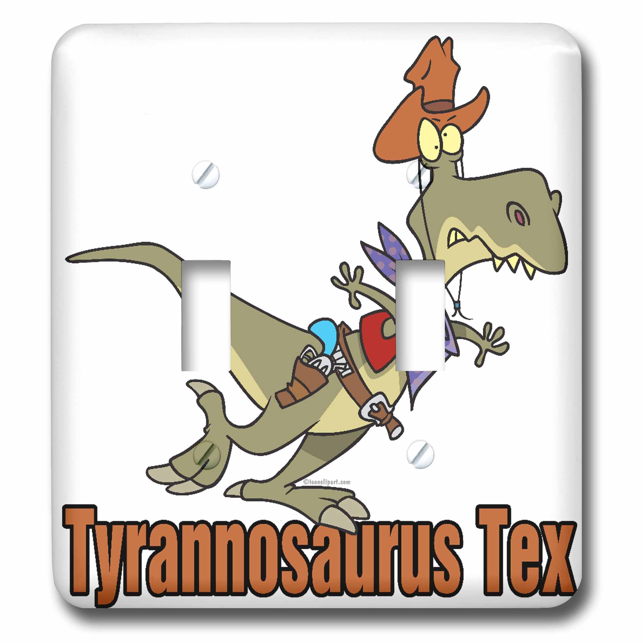 Dinosaure cowboy double interrupteur multicolore pour décorer une chambre d'enfant aventureuse