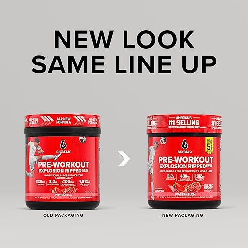 Miniatura 2 de Six Star Pre-Workout Explosion Ripped 2.0 Watermelon - Polvo de resistencia con cafeína, beta-alanina, tampón de ácido láctico, recuperación de