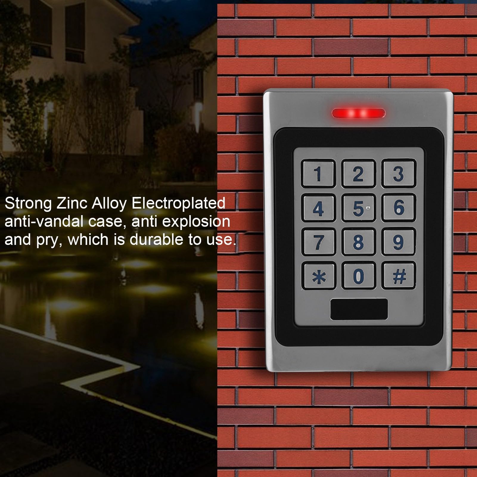 IP67 RFID-Karten-Türzugangskontroller, Sicherheits-Türöffnungssystem mit Tastatur, Anti-Vandalismus-Gehäuse aus Zinklegierung, regensicheres Design für Home-Office-Wohnbereiche,