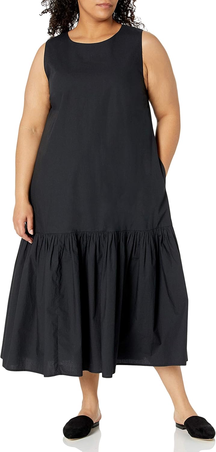 The Drop Womens Ilana Loose Sleeveless Wide-Hem Poplin Maxi Dress - Image 5