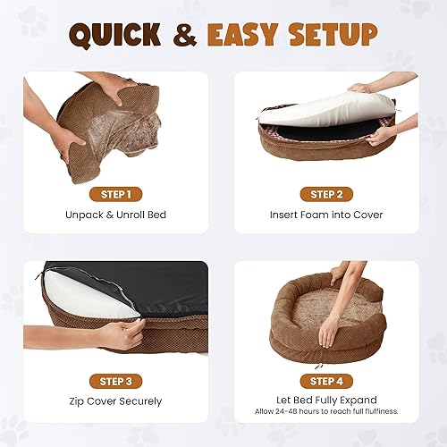 Miniatura 8 de Cama ortopédica para perros extra grandes, funda extraíble lavable, sofá indestructible de espuma viscoelástica para perros grandes, cama redonda