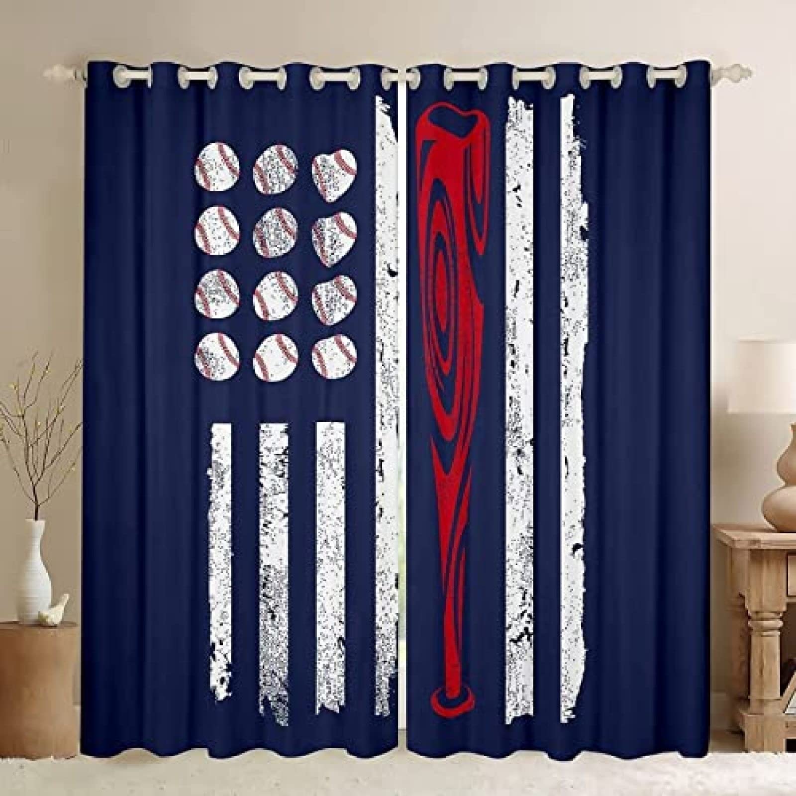 Rideaux Occultants à Oeillets Motif Football 3D Bleu - Chambre Enfant 220x215 Cm