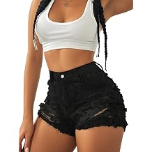 Avanova Women Jean Denim Sexy Mini Shorts Ripped Distressed Cut Off Stretchy Raw Hem Hot Pants Shorts