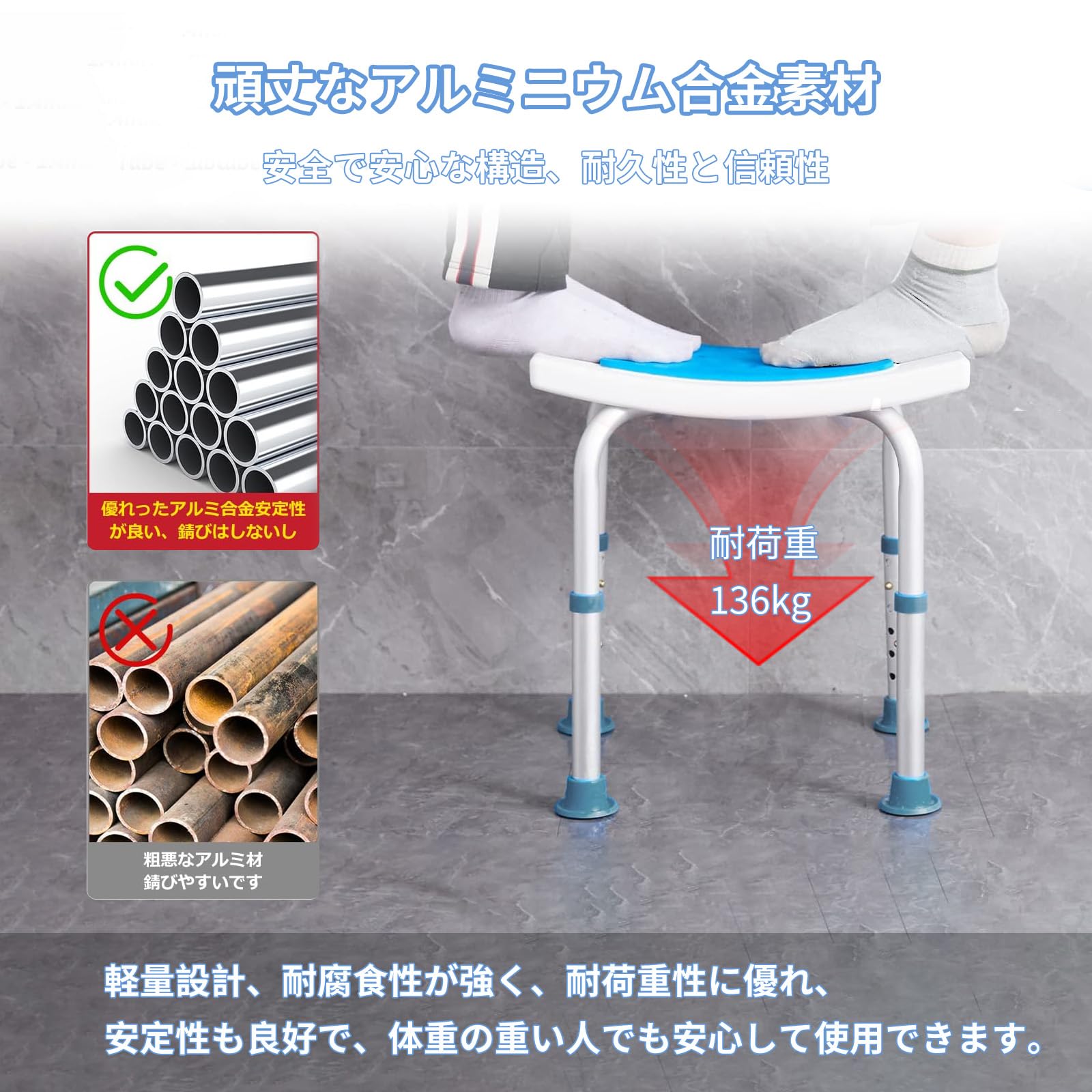 Amazon.co.jp: [sanakasenni]シャワーチェア 6段階高さ調節可能 軽量