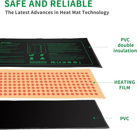 NAMOTEK Seedling Heat Mat, 10 x 20.75 Waterproof Plant Heating Mat, Warm Hydroponic Heating Pad for Indoor Home Gardening Seed Starter,Germination, Greenhouse